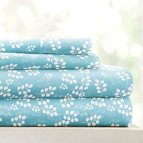 Ultra-Soft & Cooling Queen Bed Sheet Set - Pale Blue Wheatfield