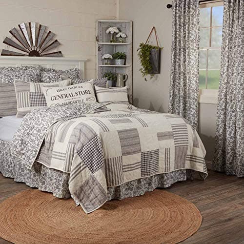 Gray Gables King Reversible Quilt, Floral & Patchwork, 100% Cotton Boхо Chic