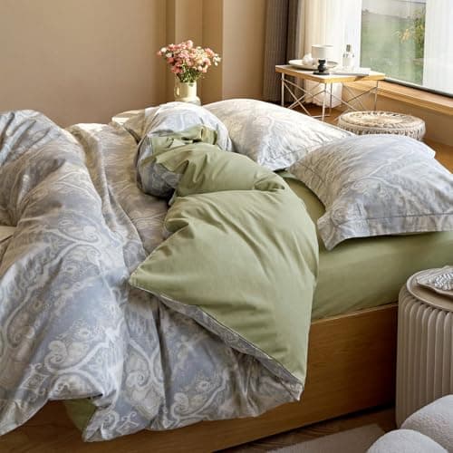 VM VOUGEMARKET Queen Blue Striped Duvet Cover & Pillowcases Set