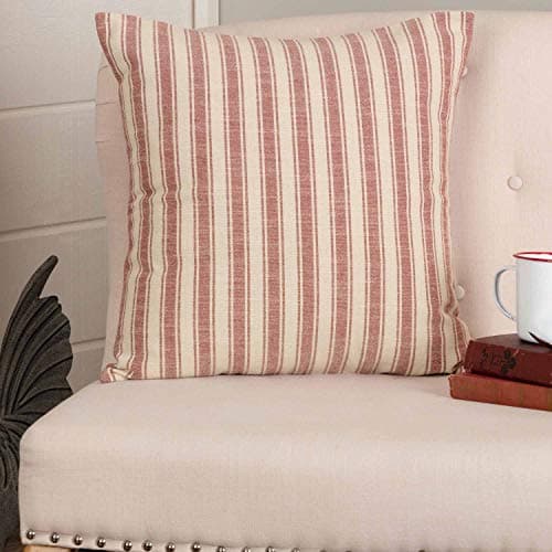 Piper Classics Red Ticking Stripe Throw Pillow Cover, 20x20, Farmhouse Décor