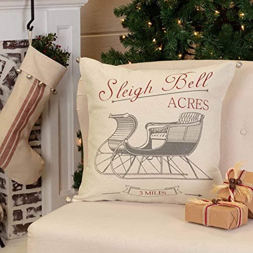 Sleigh Bell Stripe Throw Pillow, Red & Cream, Merry Christmas Décor