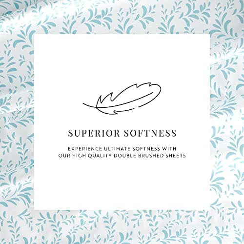 Ultra-Soft Cooling King Bed Sheet Set - Light Blue Vines