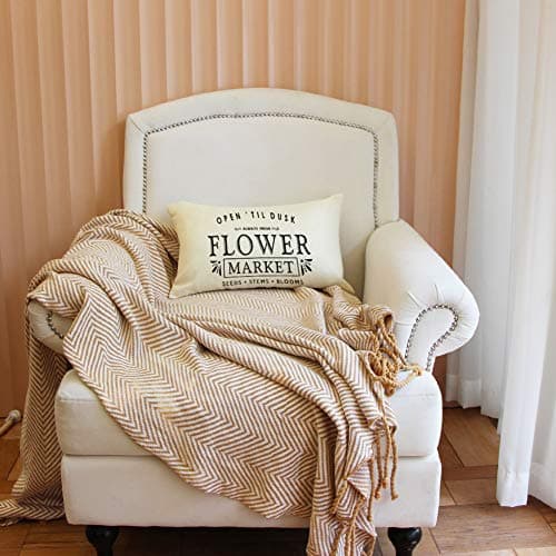 Farmhouse Flower Market Quotes Decorative Cotton Linen Pillow Covers