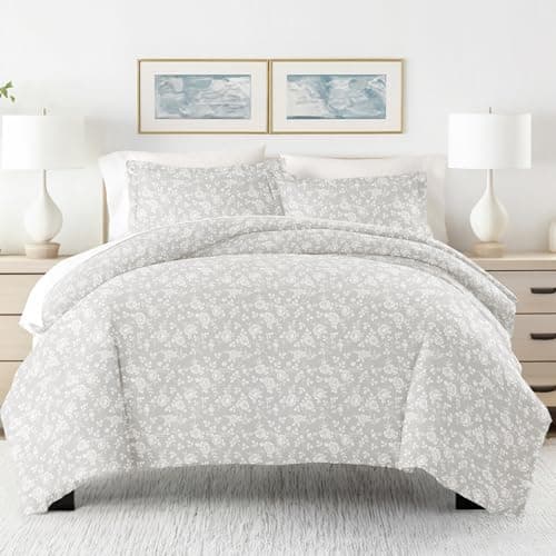 Linen Market Queen Duvet Cover & Shams - Light Gray, Hotel-Like Comfort