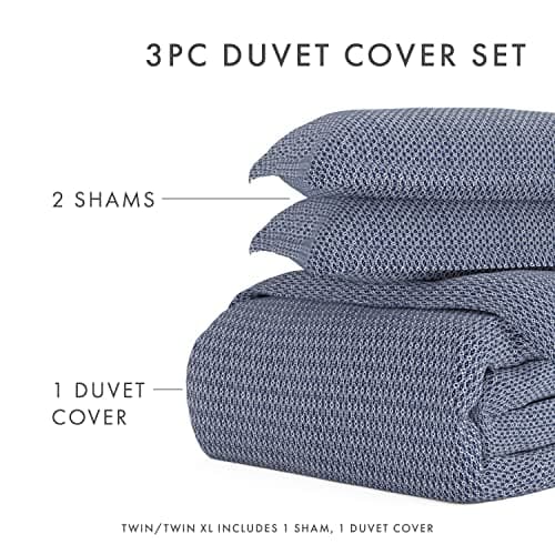 iEnjoy Home Premium Blue Diamond Pattern Duvet Cover Set, Queen/Full