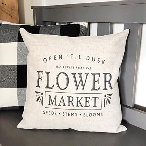 ORHD059 Summer Farmers Market Flower Pillow Cover, Square Decorative Pillow 16x16 Inch