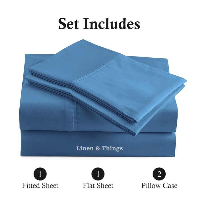Premium 100% Egyptian Cotton 800 Thread Count 120x80 King Sheet Set, Deep Pocket 18", Mediterranean Blue