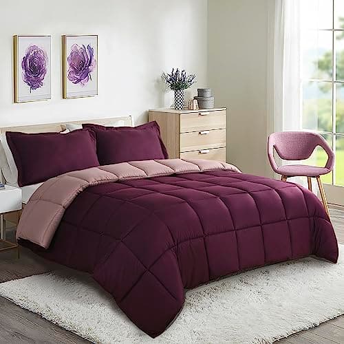 King Size Blue Down Alternative Comforter Set - Reversible Chic Quilt Design