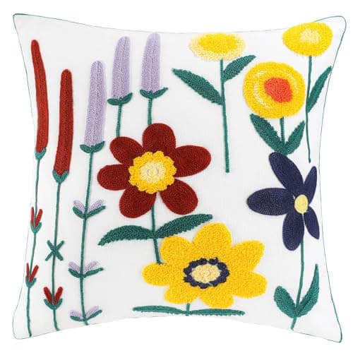 Floral Embroidered 18x18 Magnolia Throw Pillow Covers