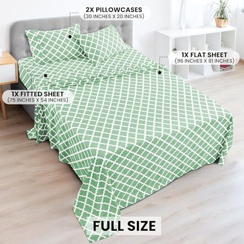 LDC Quatrefoil 4-Piece Soft Microfiber Bedding - Sage
