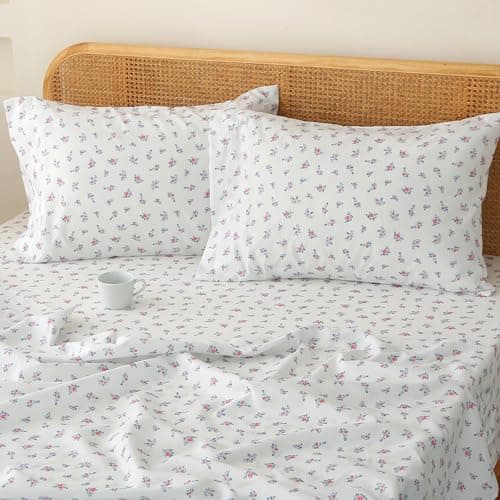HYPREST Leaf Floral Deep Pocket Bed Sheets, 1800 Thread Count, Oeko-Tex Certified