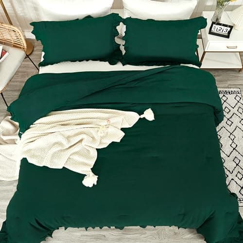 Andency Khaki Queen Comforter Set, 3 Pieces Shabby Chic Bedding