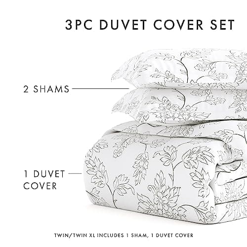 Queen Size Linen Duvet Cover & Sham Set - Gray, Hotel Quality Comfort