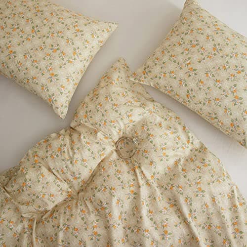 Yellow Floral Duvet Cover Set King - 3 Pieces