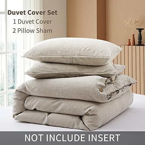 ATLINIA 100% French Flax Duvet Cover Set & Pillow Shams - Queen Size