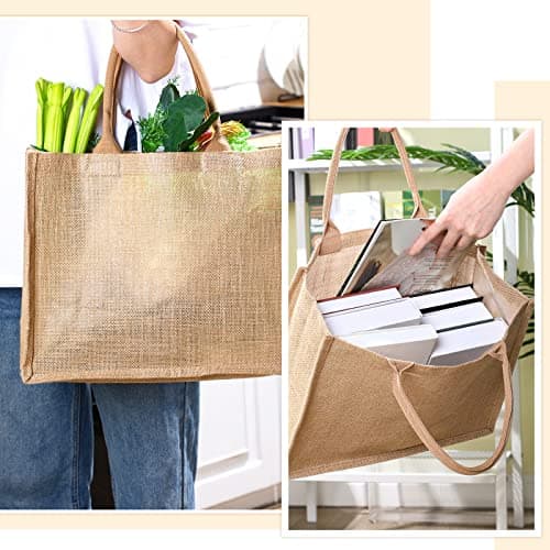 Shappy 10 Pack Reusable Burlap Tote Bag Set for Bridesmaid Gifts & Shopping