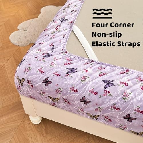 Purple Paisley Butterfly Floral Bed Sheets Set