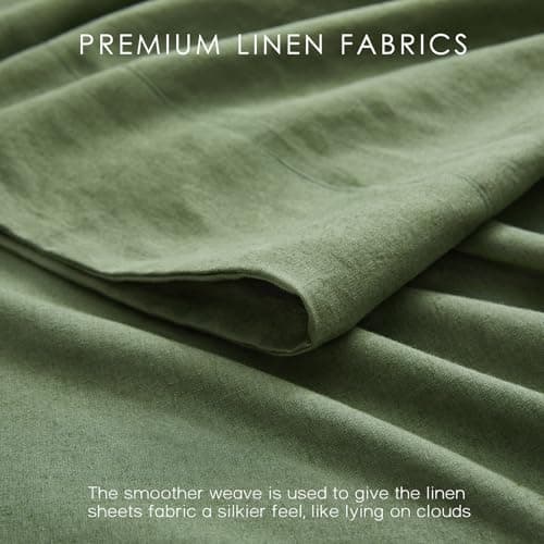 100% French Linen from Normandy, 4Pcs Organic Linen Sheets Full Size, 16 Inch Deep Pocket
