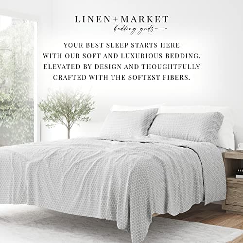 Ultra-Soft & Cooling 4 Piece Full Bedding Sheet Set - Light Gray Geometric