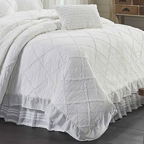 Piper Classics Kathryn Queen Quilt Bedspread, Soft White Linen-LookVintage Farmhouse Bedding