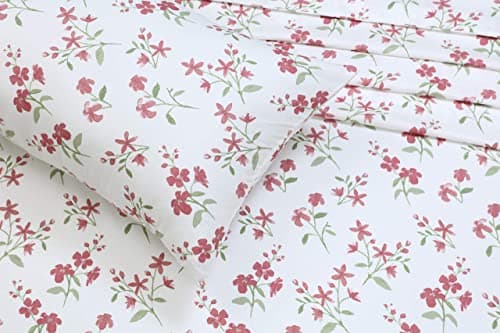 Full Size Brushed Microfiber Sheets Set with Deep Pockets - Pink Memories