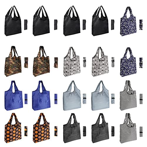 Aricsen 20-Pack Durable Colorful Reusable Grocery Bags, Eco-Friendly & Strong