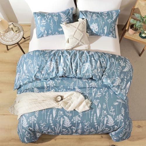JANZAA Queen Oatmeal Floral Comforter Set with 2 Pillow Shams