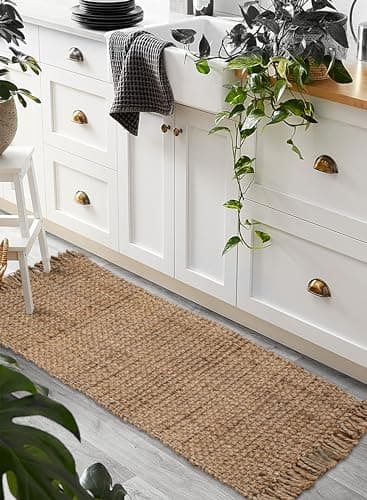 THE BEER VALLEY Natural Reversible Jute Rug - 2'x3' Farmhouse Accent