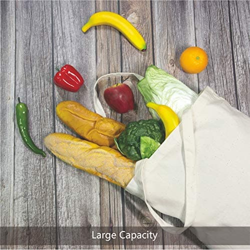 TOPDesign 6 Pack Super Strong Large 17.5"x16.5"x5" Cotton Canvas Tote Bags
