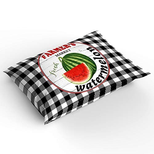 Rustic Wood Watermelon 4 Piece Bedding Set for Kids Black Buffalo Plaid