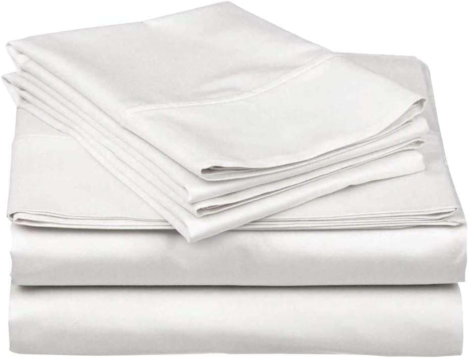 100% Egyptian Cotton 16inch Deep Pocket Queen Sheet Set, White