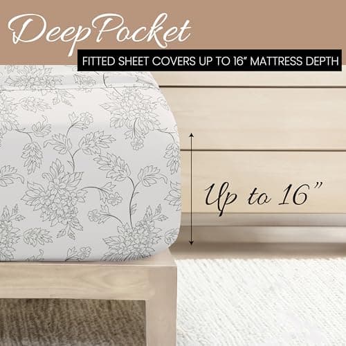 Oeko-TEX Certified Linen Market Twin Sheet Set - Vines Gray