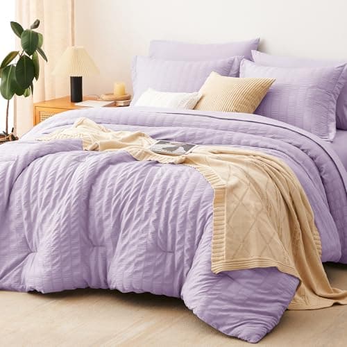 CozyLux Queen Seersucker Comforter Set with Bed in a Bag