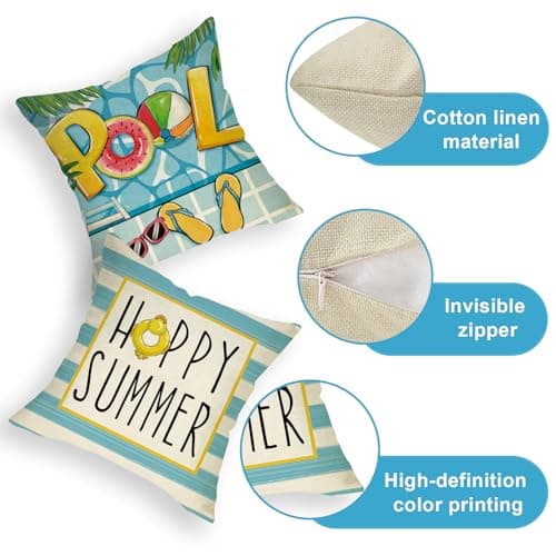Hello Sunshine 16x16 Blue Striped Pool Decorative Cushions