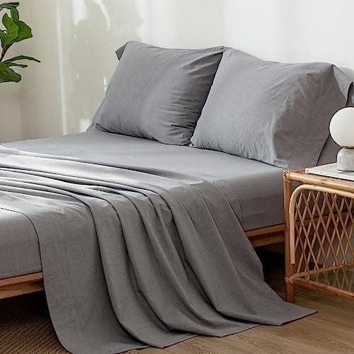 Washed Cotton Linen Like Breathable Bedding Sheet Set