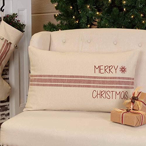 Sleigh Bell Stripe Throw Pillow, Red & Cream, Merry Christmas Décor