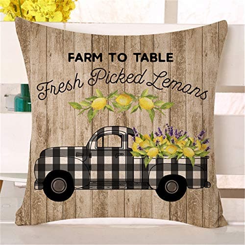 Fresh Lemon Buffalo Check Farmhouse Pillow Covers - Set of 2
