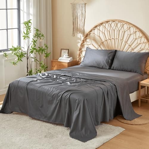 DOZ 100% Long Staple Cotton Sheets, Soft Sateen Weave, Forest Queen