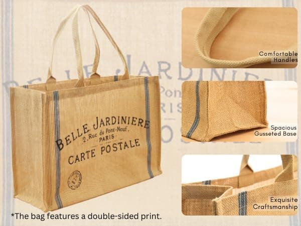 Jute Tote Bags with Laminated Interior and Soft Handles