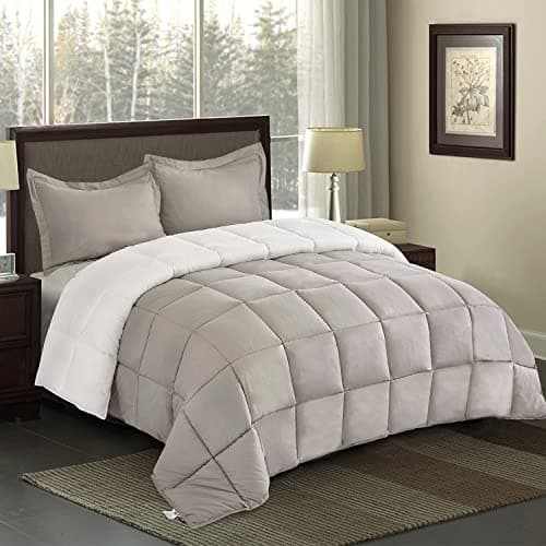 King Size Blue Down Alternative Comforter Set - Reversible Chic Quilt Design