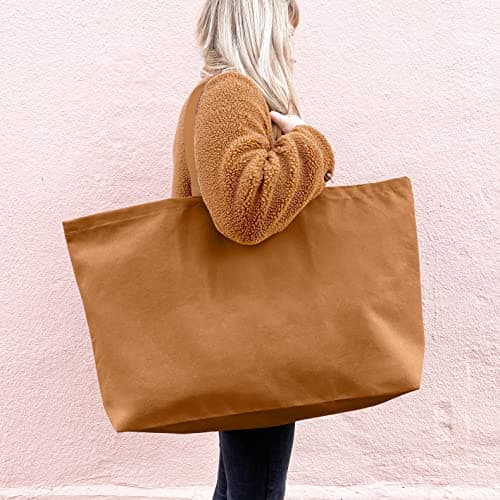 Large Canvas Tote Bag - Extra Big Shopping & Beach Reusable 28"x8"x16"