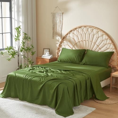 DOZ 100% Long Staple Cotton Sheets, Soft Sateen Weave, Forest Queen