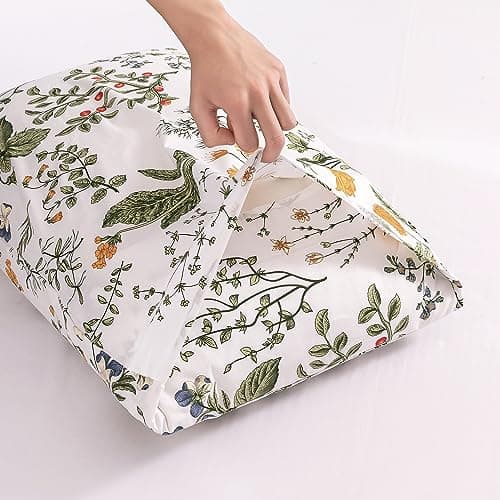 100% Cotton King Size Pillowcases with Botanical Floral Print, 2 Pack