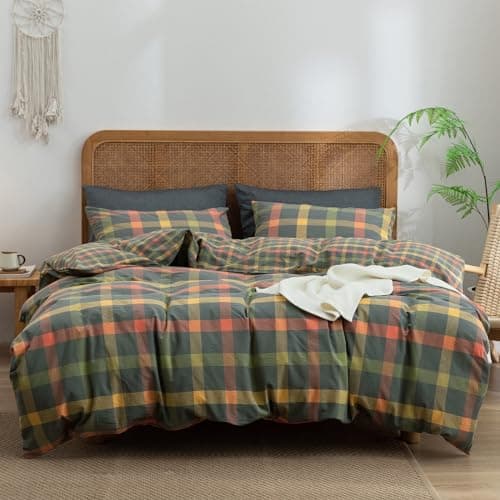 VM VOUGEMARKET Queen Blue Striped Duvet Cover & Pillowcases Set