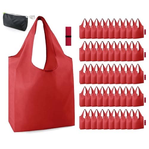 BeeGreen Foldable 50LBS Extra Large Reusable Grocery & Shopping Bags (10 Pack, Colorful)