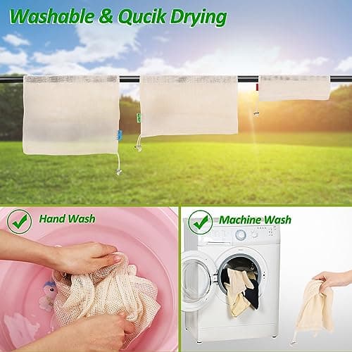 KerKoor Reusable Cotton Mesh Produce Shopping Bags, Eco-Friendly & Washable
