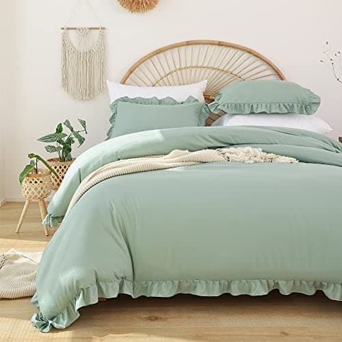 JANZAA Queen Oatmeal Comforter Set & Pillowcases - Soft Fluffy, All Season