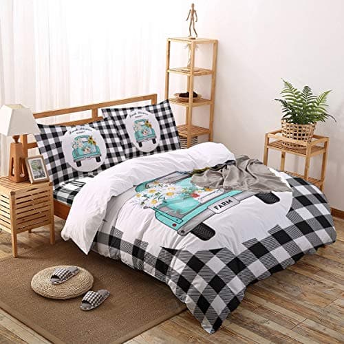 Flower Market Retro Truck Daisies Full Duvet Cover Set