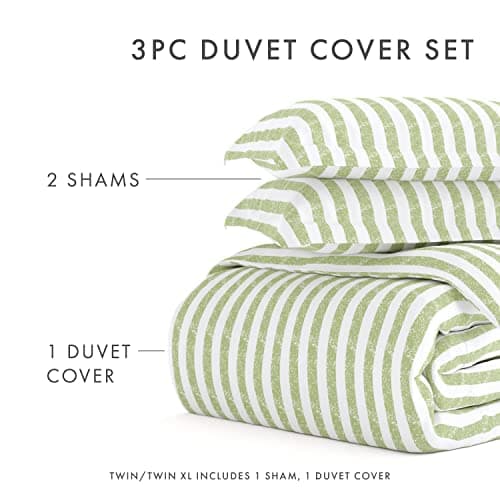 Queen Linen Duvet Cover Set - Hotel-Like Comfort and Softness, Exquisite Prints & Colors for Dreamy Bedroom - Includes 2 Pillow Shams