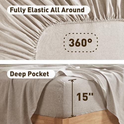 Hyde Lane Organic Linen Sheet Set, Queen, Soft & Breathable
